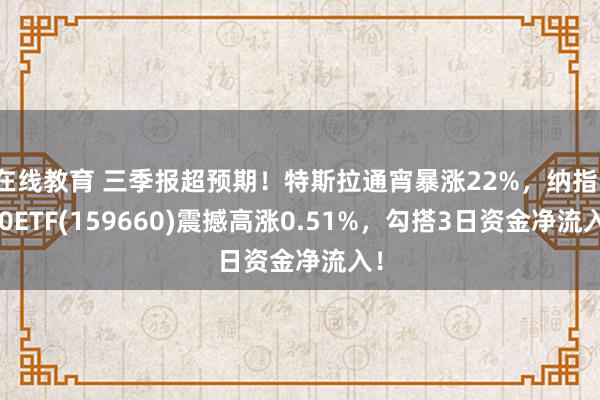 在线教育 三季报超预期！特斯拉通宵暴涨22%，纳指100ETF(159660)震撼高涨0.51%，勾搭3日资金净流入！