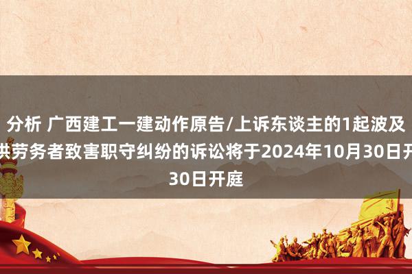 分析 广西建工一建动作原告/上诉东谈主的1起波及提供劳务者致害职守纠纷的诉讼将于2024年10月30日开庭