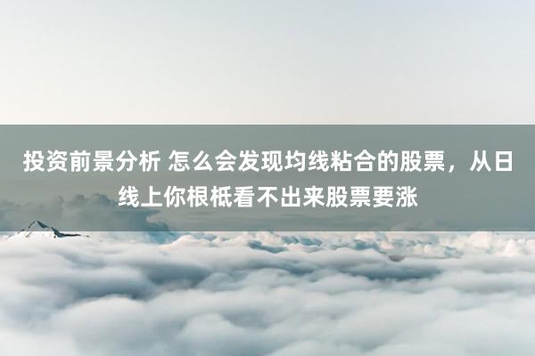 投资前景分析 怎么会发现均线粘合的股票，从日线上你根柢看不出来股票要涨