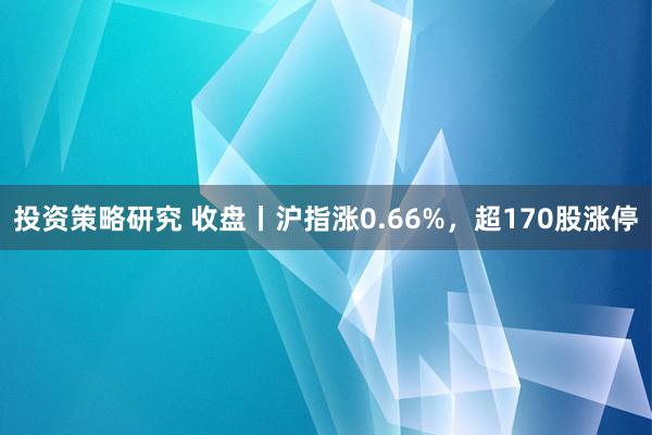 投资策略研究 收盘丨沪指涨0.66%，超170股涨停