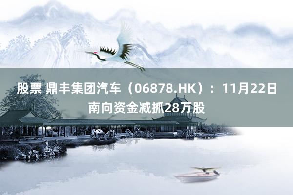 股票 鼎丰集团汽车（06878.HK）：11月22日南向资金减抓28万股