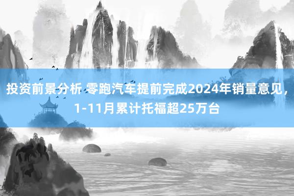 投资前景分析 零跑汽车提前完成2024年销量意见，1-11月累计托福超25万台