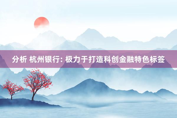 分析 杭州银行: 极力于打造科创金融特色标签