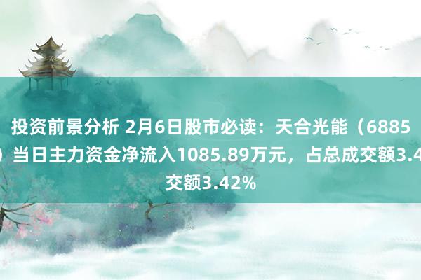 投资前景分析 2月6日股市必读：天合光能（688599）当日主力资金净流入1085.89万元，占总成交额3.42%