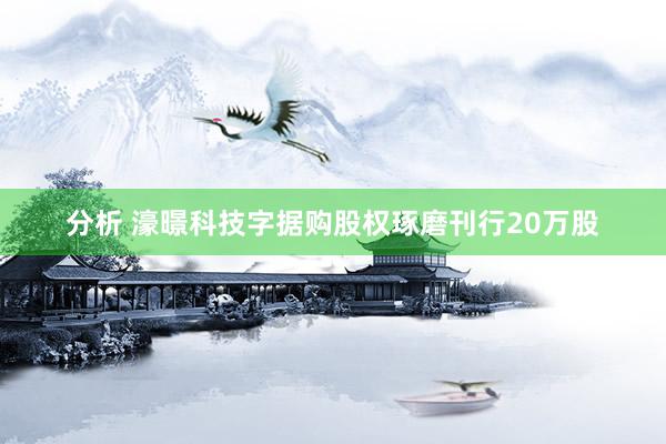 分析 濠暻科技字据购股权琢磨刊行20万股