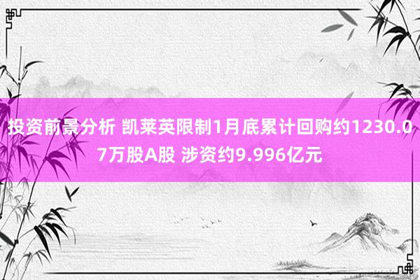 投资前景分析 凯莱英限制1月底累计回购约1230.07万股A股 涉资约9.996亿元