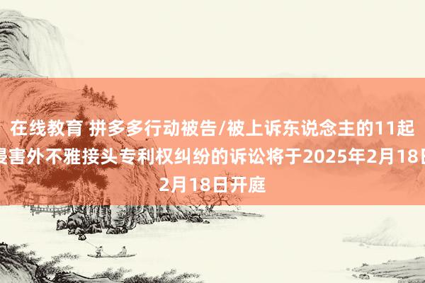 在线教育 拼多多行动被告/被上诉东说念主的11起波及侵害外不雅接头专利权纠纷的诉讼将于2025年2月18日开庭