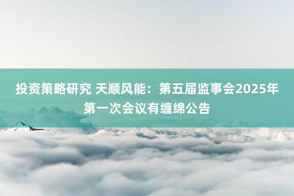 投资策略研究 天顺风能：第五届监事会2025年第一次会议有缠绵公告