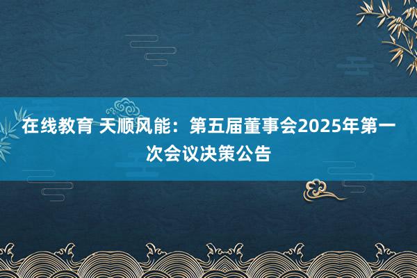 在线教育 天顺风能：第五届董事会2025年第一次会议决策公告