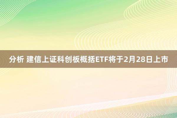 分析 建信上证科创板概括ETF将于2月28日上市