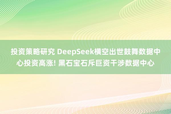 投资策略研究 DeepSeek横空出世鼓舞数据中心投资高涨! 黑石宝石斥巨资干涉数据中心