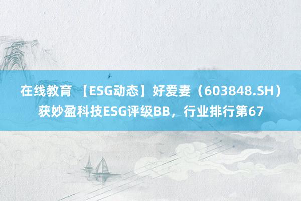 在线教育 【ESG动态】好爱妻（603848.SH）获妙盈科技ESG评级BB，行业排行第67