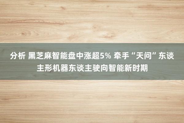 分析 黑芝麻智能盘中涨超5% 牵手“天问”东谈主形机器东谈主驶向智能新时期