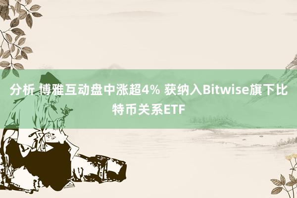 分析 博雅互动盘中涨超4% 获纳入Bitwise旗下比特币关系ETF