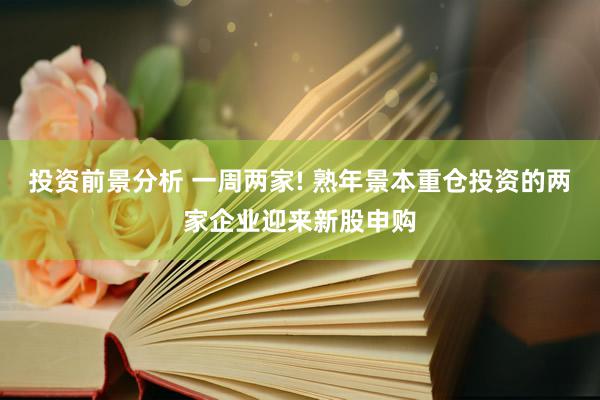 投资前景分析 一周两家! 熟年景本重仓投资的两家企业迎来新股申购